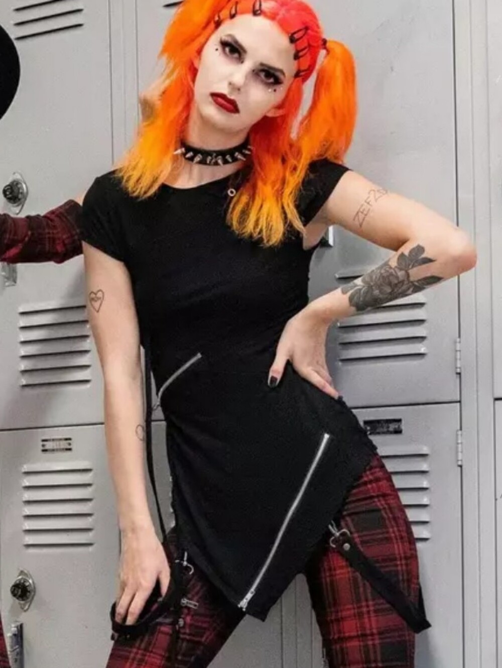 KILLSTAR Frankie Zip Top S Black Asymmetric Goth Punk Zip Crescent